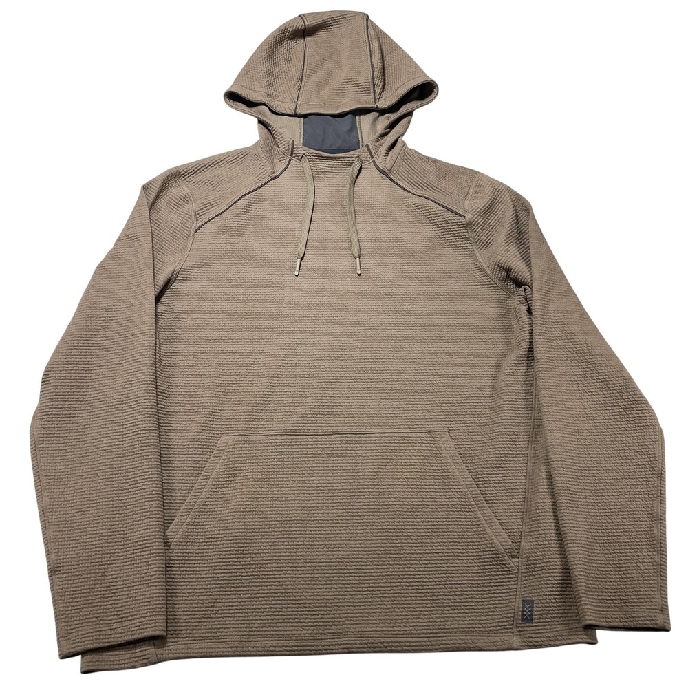 Rhone Hoodie Mens Large Brown Textured Fleece Pullover Sweatshirt Athletic